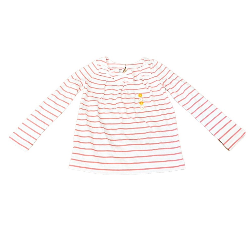 NWT Gymboree White and Orange Striped Long Sleeve Top with Bows Size 5